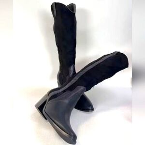 Western Black Knee-High Boots Sz 9